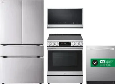 4 Piece Package Includes Refrigerator, Range, Microwave And Dishwasher