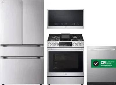 4 Piece Package Includes Refrigerator, Range, Microwave And Dishwasher