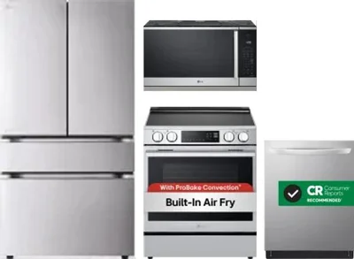 4 Piece Package Includes Refrigerator, Range, Microwave And Dishwasher