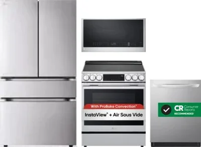 4 Piece Package Includes Refrigerator, Range, Microwave And Dishwasher