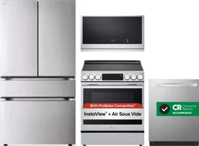 4 Piece Package Includes Refrigerator, Range, Microwave And Dishwasher