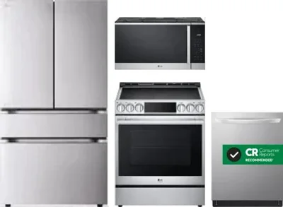 4 Piece Package Includes Refrigerator, Range, Microwave And Dishwasher