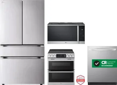 4 Piece Package Includes Refrigerator, Range, Microwave And Dishwasher
