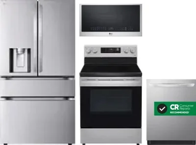 4 Piece Package Includes Refrigerator, Range, Microwave And Dishwasher