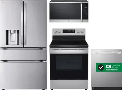 4 Piece Package Includes Refrigerator, Range, Microwave And Dishwasher