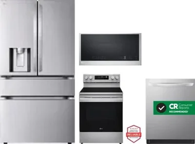 4 Piece Package Includes Refrigerator, Range, Microwave And Dishwasher