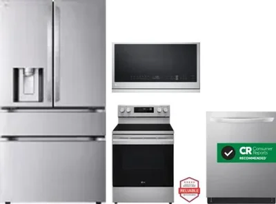 4 Piece Package Includes Refrigerator, Range, Microwave And Dishwasher