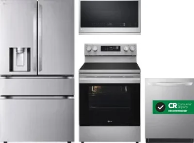 4 Piece Package Includes Refrigerator, Range, Microwave And Dishwasher