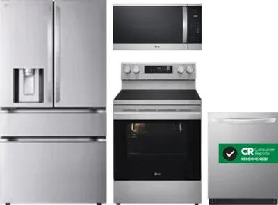 4 Piece Package Includes Refrigerator, Range, Microwave And Dishwasher
