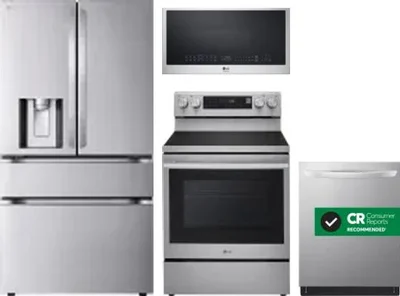 4 Piece Package Includes Refrigerator, Range, Microwave And Dishwasher