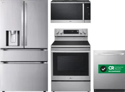 4 Piece Package Includes Refrigerator, Range, Microwave And Dishwasher