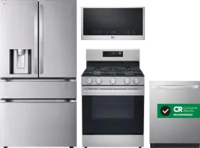 4 Piece Package Includes Refrigerator, Range, Microwave And Dishwasher