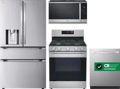 4 Piece Package Includes Refrigerator, Range, Microwave And Dishwasher
