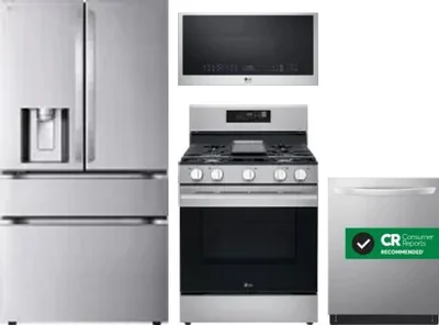 4 Piece Package Includes Refrigerator, Range, Microwave And Dishwasher