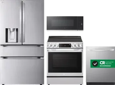 4 Piece Package Includes Refrigerator, Range, Microwave And Dishwasher