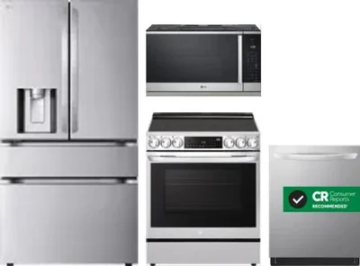 4 Piece Package Includes Refrigerator, Range, Microwave And Dishwasher