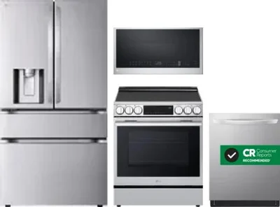 4 Piece Package Includes Refrigerator, Range, Microwave And Dishwasher