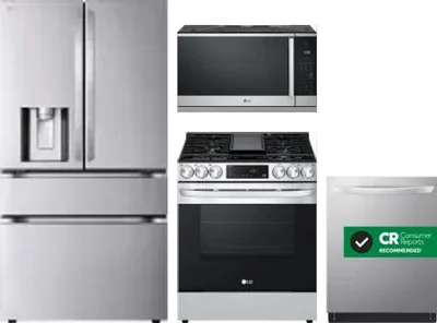 4 Piece Package Includes Refrigerator, Range, Microwave And Dishwasher