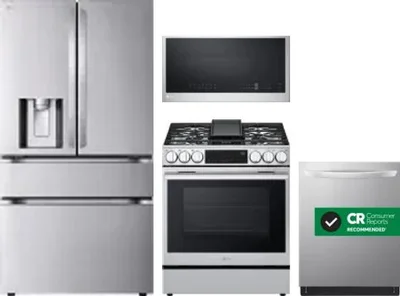 4 Piece Package Includes Refrigerator, Range, Microwave And Dishwasher