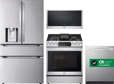 4 Piece Package Includes Refrigerator, Range, Microwave And Dishwasher