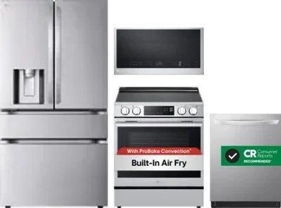 4 Piece Package Includes Refrigerator, Range, Microwave And Dishwasher