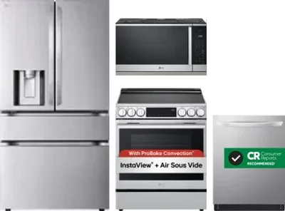 4 Piece Package Includes Refrigerator, Range, Microwave And Dishwasher