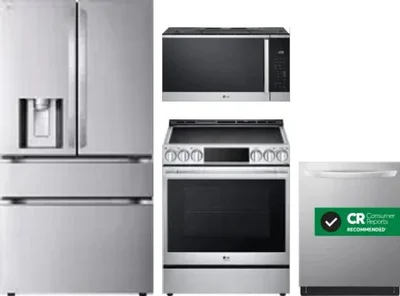 4 Piece Package Includes Refrigerator, Range, Microwave And Dishwasher