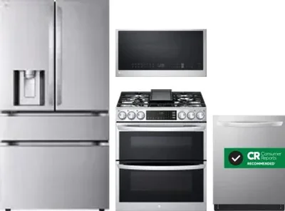 4 Piece Package Includes Refrigerator, Range, Microwave And Dishwasher