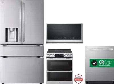 4 Piece Package Includes Refrigerator, Range, Microwave And Dishwasher