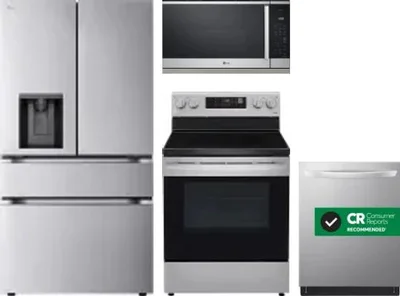 4 Piece Package Includes Refrigerator, Range, Microwave And Dishwasher