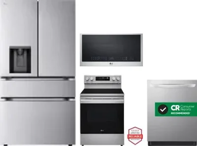 4 Piece Package Includes Refrigerator, Range, Microwave And Dishwasher