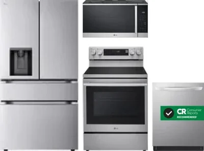 4 Piece Package Includes Refrigerator, Range, Microwave And Dishwasher