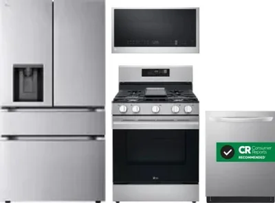 4 Piece Package Includes Refrigerator, Range, Microwave And Dishwasher