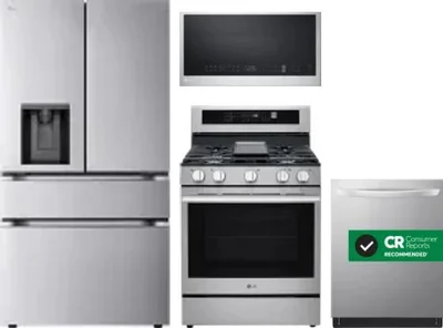 4 Piece Package Includes Refrigerator, Range, Microwave And Dishwasher