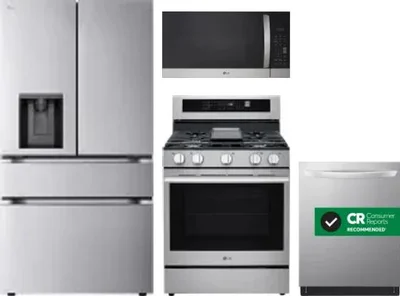 4 Piece Package Includes Refrigerator, Range, Microwave And Dishwasher