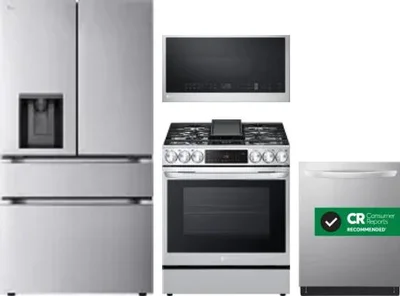 4 Piece Package Includes Refrigerator, Range, Microwave And Dishwasher