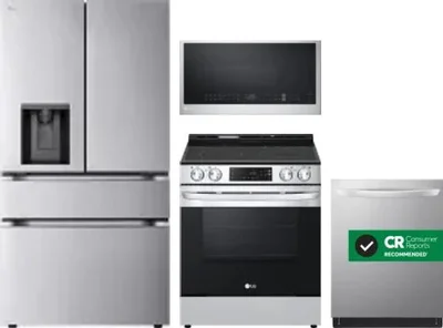 4 Piece Package Includes Refrigerator, Range, Microwave And Dishwasher
