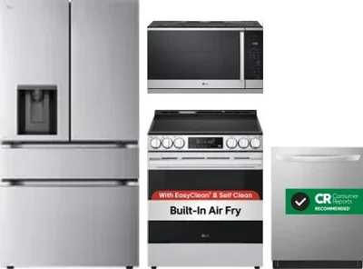 4 Piece Package Includes Refrigerator, Range, Microwave And Dishwasher