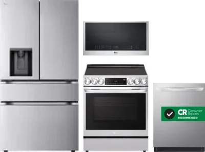 4 Piece Package Includes Refrigerator, Range, Microwave And Dishwasher
