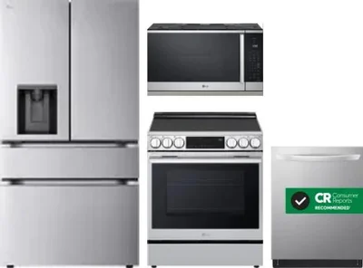 4 Piece Package Includes Refrigerator, Range, Microwave And Dishwasher
