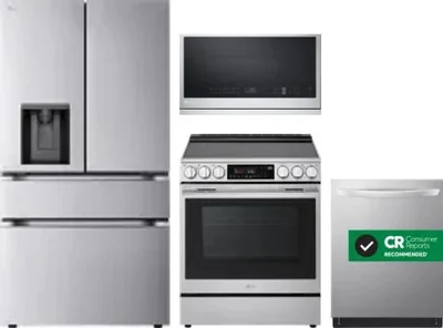 4 Piece Package Includes Refrigerator, Range, Microwave And Dishwasher