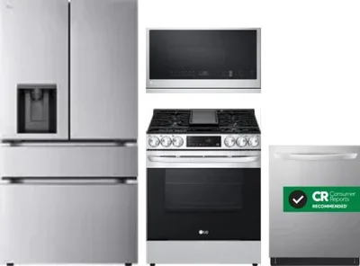 4 Piece Package Includes Refrigerator, Range, Microwave And Dishwasher