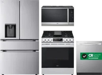4 Piece Package Includes Refrigerator, Range, Microwave And Dishwasher