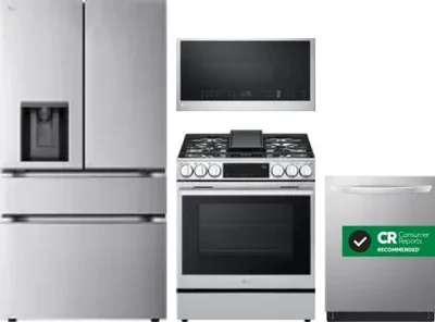4 Piece Package Includes Refrigerator, Range, Microwave And Dishwasher