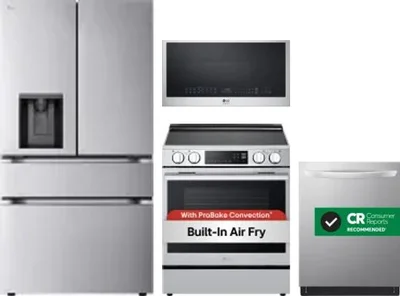 4 Piece Package Includes Refrigerator, Range, Microwave And Dishwasher