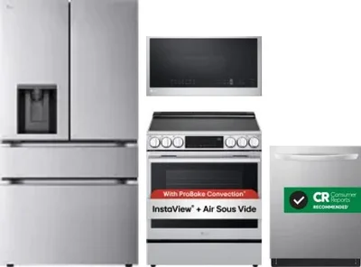 4 Piece Package Includes Refrigerator, Range, Microwave And Dishwasher
