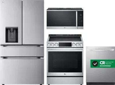 4 Piece Package Includes Refrigerator, Range, Microwave And Dishwasher