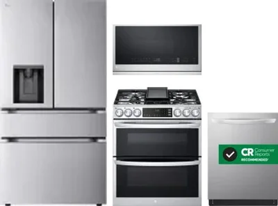 4 Piece Package Includes Refrigerator, Range, Microwave And Dishwasher