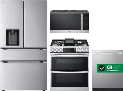 4 Piece Package Includes Refrigerator, Range, Microwave And Dishwasher