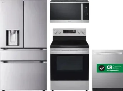 4 Piece Package Includes Refrigerator, Range, Microwave And Dishwasher